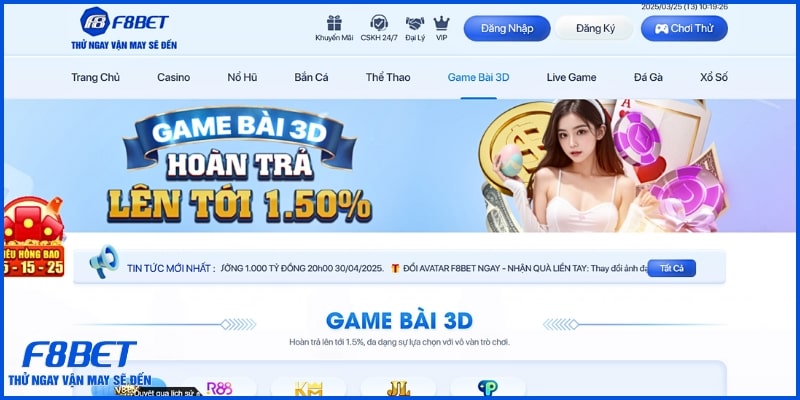 Khám Phá Sảnh Game Bài 3D F8bet – Trải Nghiệm Đỉnh Cao - Ảnh 1