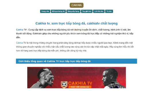 Cakhia TV - Địa chỉ xem bóng đá trực tiếp không quảng cáo  - Ảnh 1