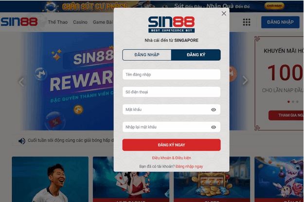 Hướng dẫn đăng ký tài khoản Sin88 từ A đến Z cho tân thủ - Ảnh 1